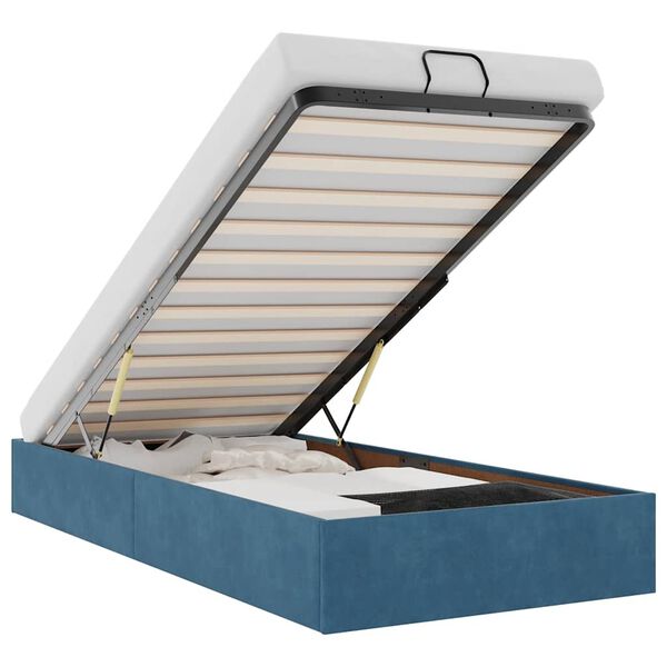 vidaXL Османска рамка за легло без матрак, тъмносиня, 90x200см, кадифе