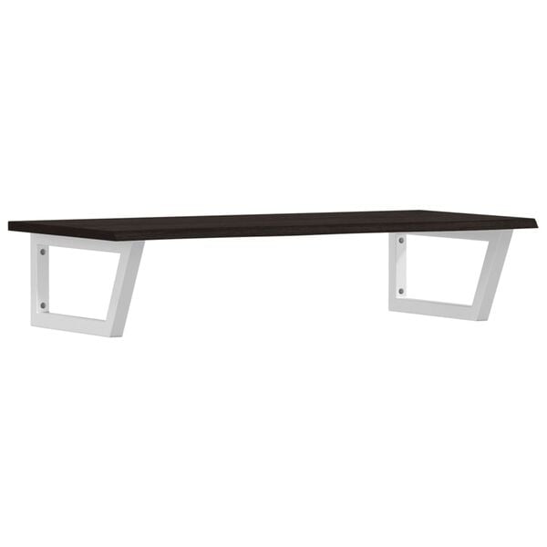 vidaXL Стенен рафт за мивка, стомана и масивно дърво дъб