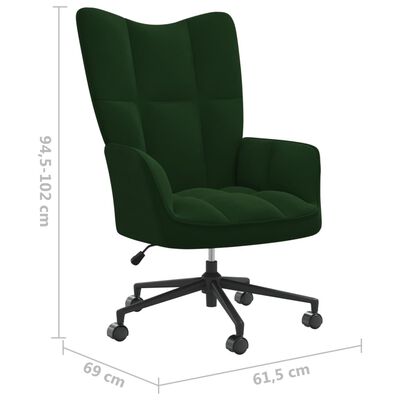 vidaXL Релакс стол, тъмнозелен, кадифе
