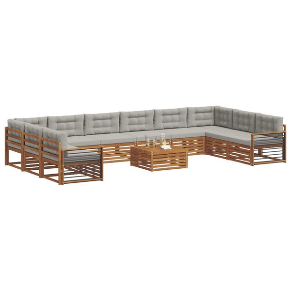 vidaXL Комплекти дивани с възглавница 11 pcs Естествено и светло сиво