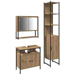 vidaXL Комплект мебели за баня 3 бр. Дъб 33 x 33 x 185,5 см