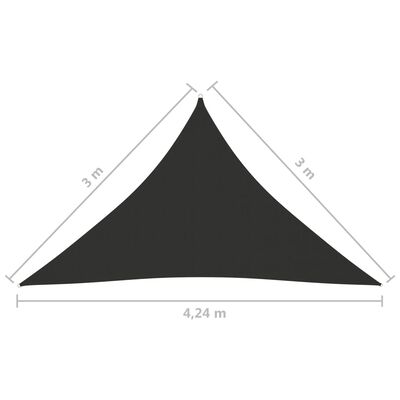 vidaXL Платно-сенник, Оксфорд плат, триъгълно, 3x3x4,24 м, антрацит