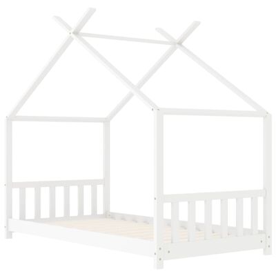 vidaXL Рамка за детско легло, бяла, бор масив, 70x140 см