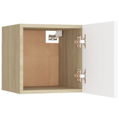 vidaXL ТВ шкаф за стенен монтаж, бяло и дъб сонома, 30,5x30x30 см