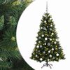vidaXL Изкуствена коледна елха с топки 120 см 150 LED светодиода