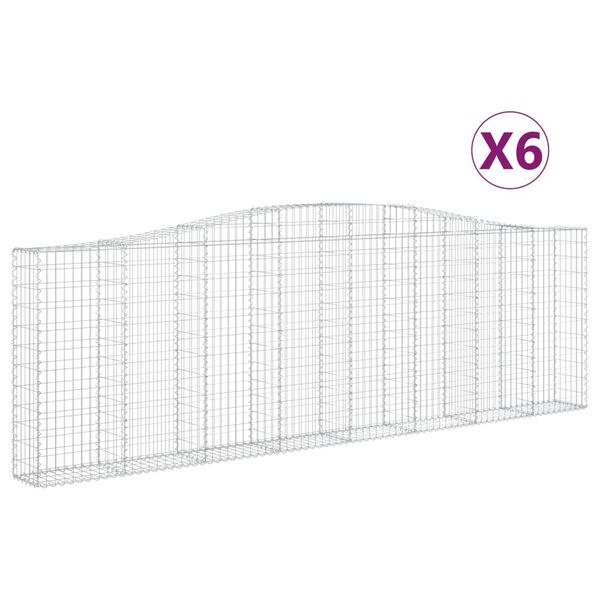 vidaXL Габионни кошници арка 6 бр 400x30x120/140см поцинковано желязо