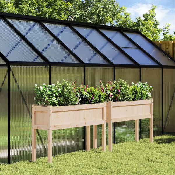 vidaXL Градински сандъци с крака, 2 бр, борово дърво масив