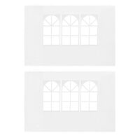 vidaXL Странични стени за парти шатра, 2 бр, с прозорци, PE, бели
