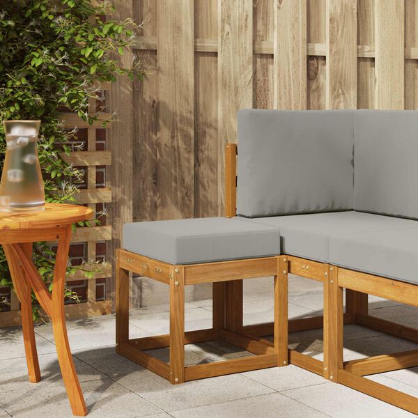 vidaXL Столче пейка Естествено и светло сиво 43 x 43 x 37 см