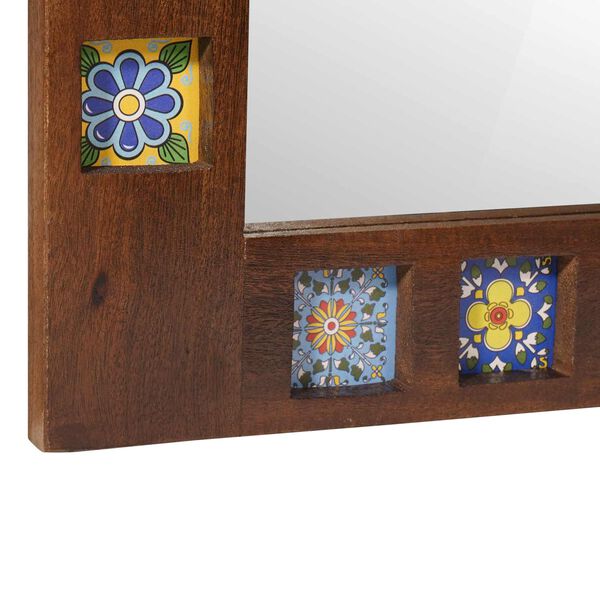 vidaXL Огледало за баня Орех 50 x 70 x 2,5 см Солидно мангово дърво