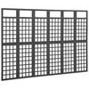 vidaXL Параван за стая, 6 панела, масивна ела, черен, 242,5x180 см