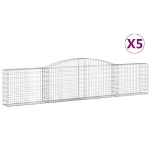 vidaXL Габионни кошници арка 5 бр 400x30x80/100 см поцинковано желязо
