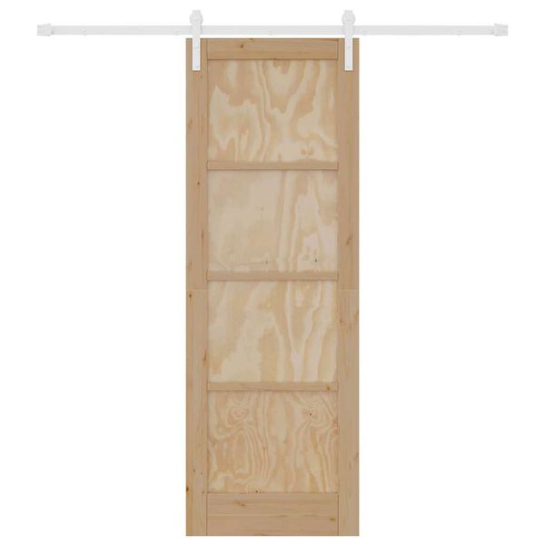 vidaXL Преплъзваща се врата Кафяво 73,5 x 211 см Солидно борово дърво