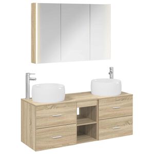 vidaXL Комплект мебели за баня 4 pcs Дъб сонома