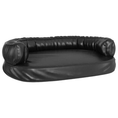 vidaXL Ергономично кучешко легло, черно, 88x65 см, изкуствена кожа