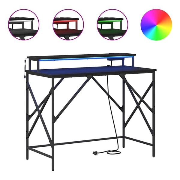 vidaXL Бюро с рафт Черния дъб 100 x 50 x 86,5 см Инженерно дърво