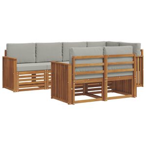 vidaXL Комплект секционен диван 7 pcs Естествено и светло сиво