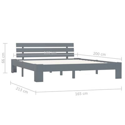 vidaXL Рамка за легло, сива, бор масив, 160x200 см