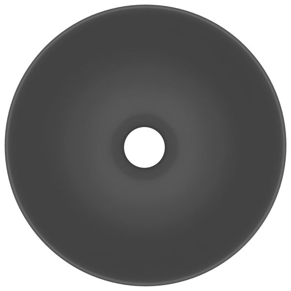 vidaXL Керамична мивка за баня, тъмносива, кръгла