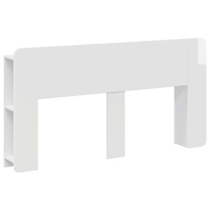 vidaXL Табла за легло със съхранение Бял гланц Инженерна дървесина