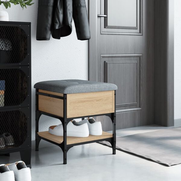 vidaXL Пейка за обувки, сонома дъб, 42x42x45 см, инженерно дърво