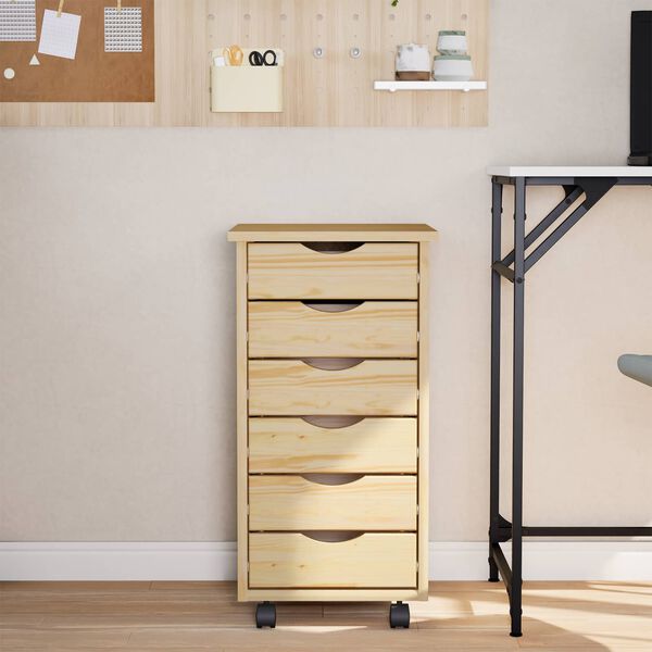 vidaXL Ролков шкаф с чекмеджета с колело MOSS Ясна лакова покривка