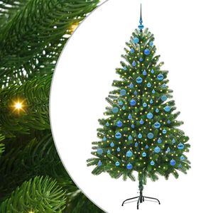 vidaXL Коледно дърво с 300 LED светодиода с поставка Зелен 180 cm ПЕ