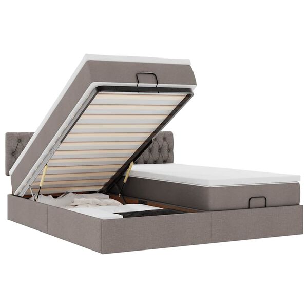 vidaXL Османска легло с матрак и LED, таупе, 200x200 см, плат