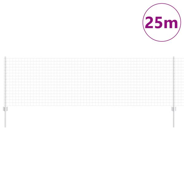 vidaXL Ограда с пост Сребрист 0,8 x 25 m Стомана