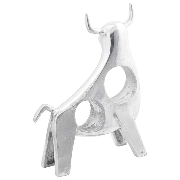 vidaXL Скулптура на бик Сребрист 22 x 9.5 x 34 см Алуминий