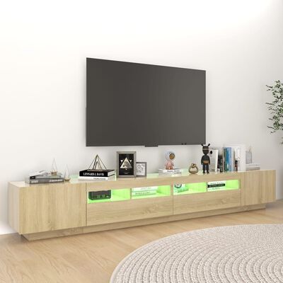 vidaXL ТВ шкаф с LED осветление, дъб сонома, 260x35x40 см
