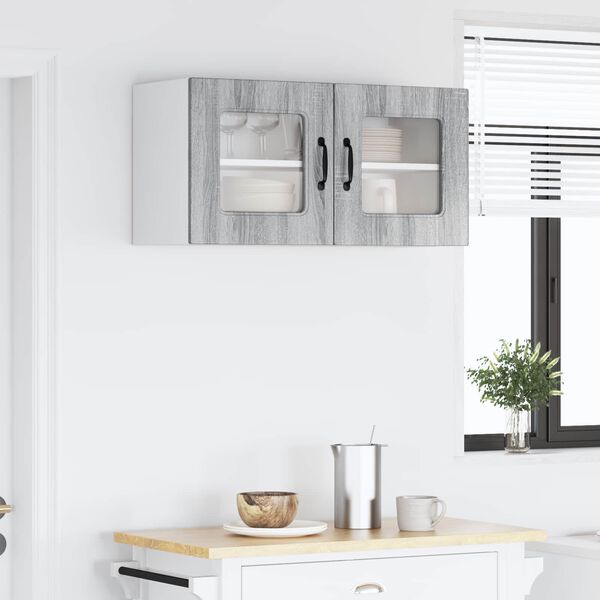 vidaXL Кухненски шкаф със съхранение Kalmar Сив Сонома 80 x 31 x 40 см