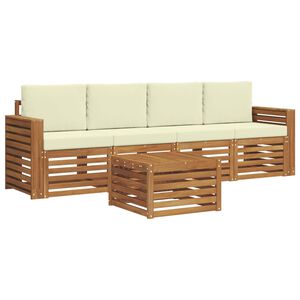 vidaXL Комплект дивани за открито 5 pcs Натурален и Крема