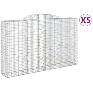 vidaXL Габионни кошници арка 5 бр 300x50x180/200 см поцинковано желязо