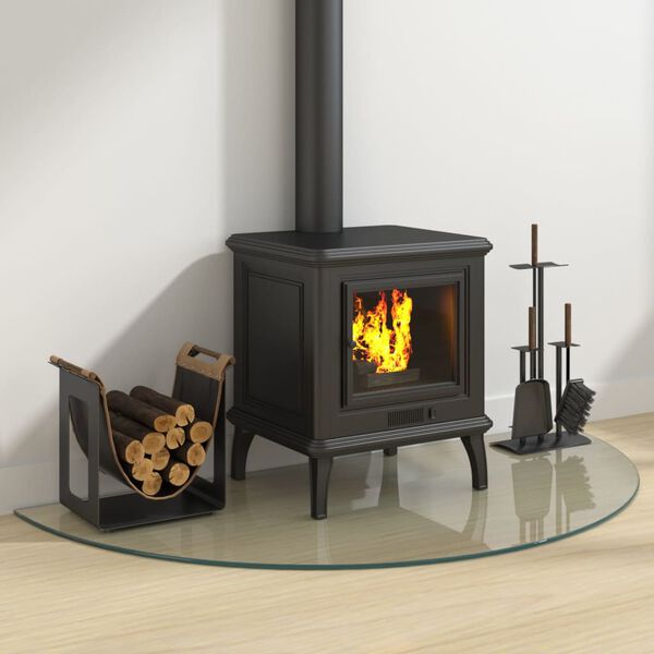 vidaXL Стъклена плоча за камина полукръгла 1200x600 мм