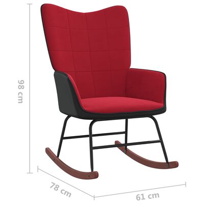 vidaXL Люлеещ стол, виненочервен, кадифе и PVC