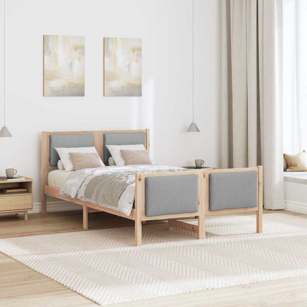 vidaXL Рамка за легло с таблото Светлосиво 120 x 190 cm текстил