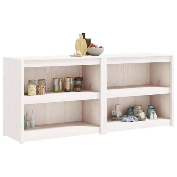 vidaXL Кухненски шкафове за открито, MEPPEL, 2 бр, бели, бор масив