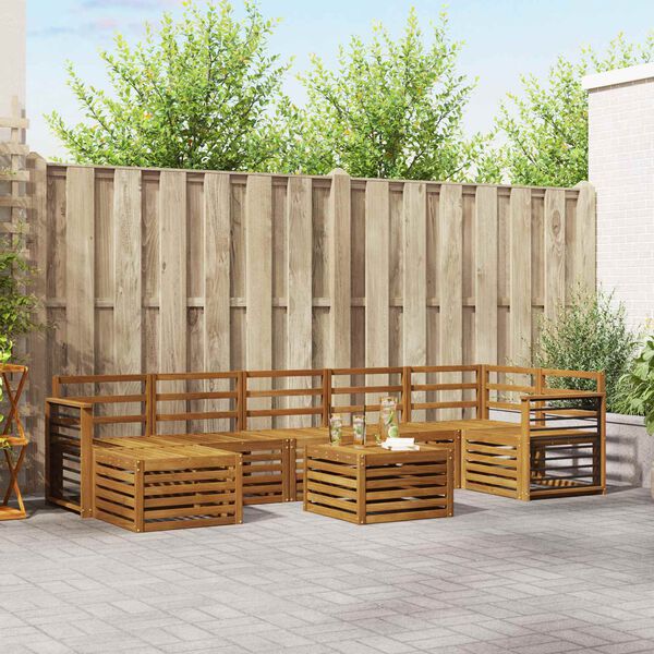 vidaXL Комплекти дивани 8 pcs Естествен Солидно акациево дърво