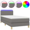 vidaXL Боксспринг легло с матрак и LED, тъмносиво, 100x200 см, плат