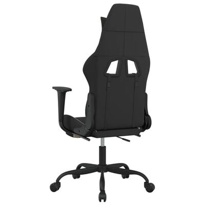 vidaXL Масажен гейминг стол с опора за крака, черно и кремаво, плат