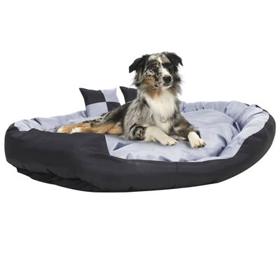 vidaXL Реверсивно и миещо се кучешко легло, сиво-черно, 150x120x25 см