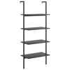 vidaXL Етажерка стълба с 4 рафта черна 64x35x152,5 см