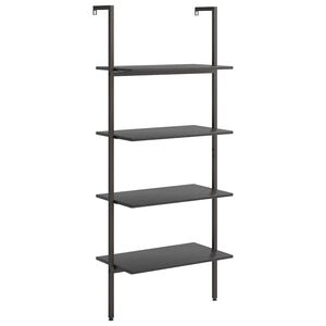 vidaXL Етажерка стълба с 4 рафта черна 64x35x152,5 см