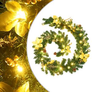vidaXL Коледен гирлянд с LED лампички, зелен, 2,7 м, PVC