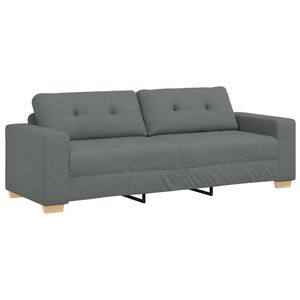 vidaXL 3-местен диван, тъмносив, 220x78x80 см, плат