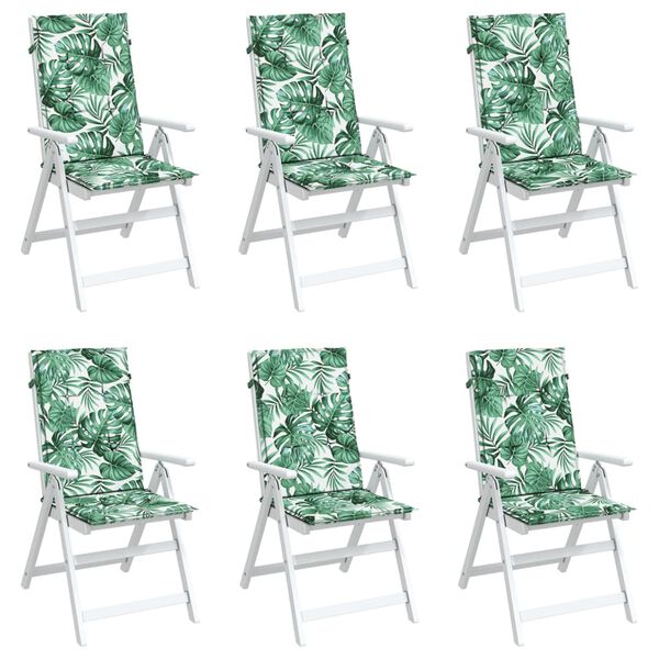 vidaXL Възглавници за столове с висока облегалка 6 бр на листа текстил