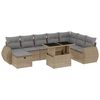 vidaXL Градински комплект диван с възглавници 9 части бежов полиратан