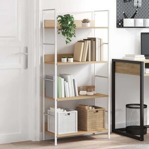 vidaXL Библиотека с 4 рафта, дъб, 60x27,6x124,5 см, инженерно дърво