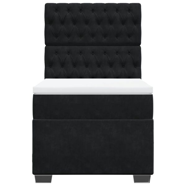 vidaXL Боксспринг легло с матрак, черна, 90x190 см, кадифе